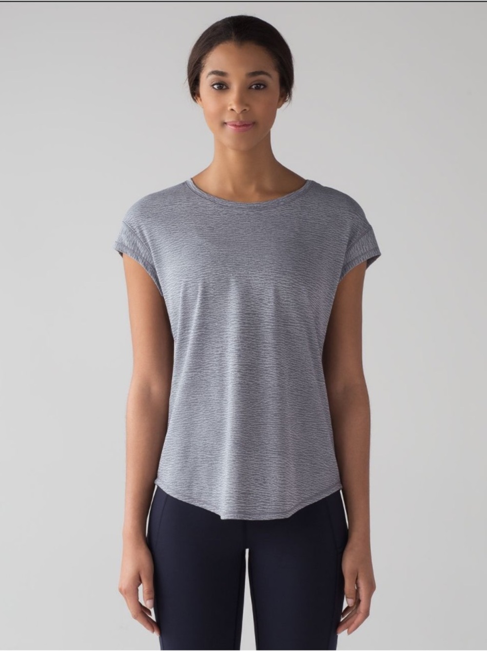 Lululemon Lost In Pace Top in Sheer Luon Pebble Jacquard V2 Arctic Grey Ice Grey